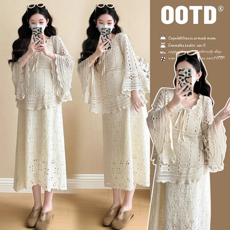 2025新款爆款洋气孕妇连衣裙春季孕妇照风格服装遮肚子衣服罩衫