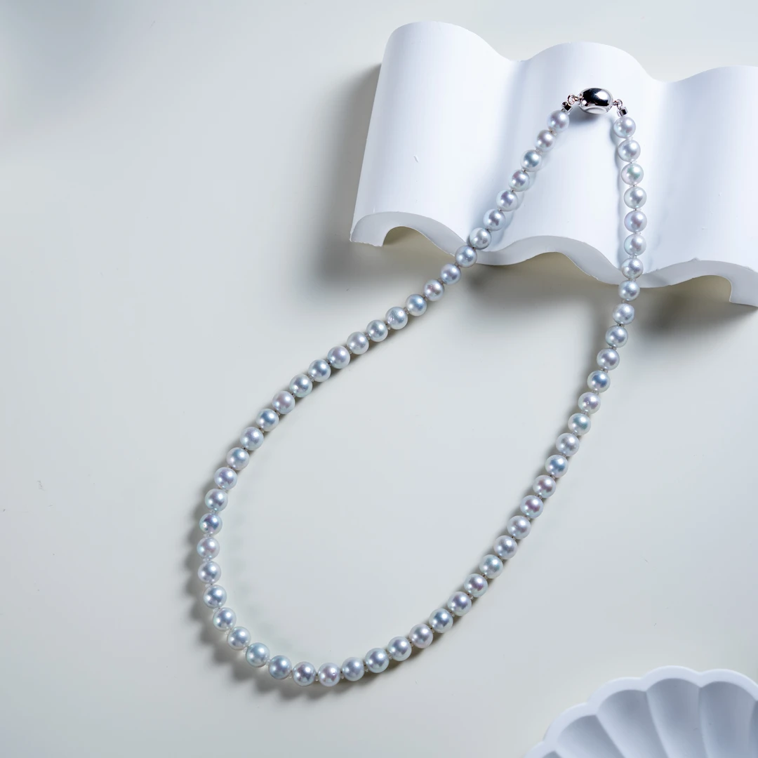 【憨姐专属】海水AKoya珍珠真多麻S925银项链6-7mm多样性发1