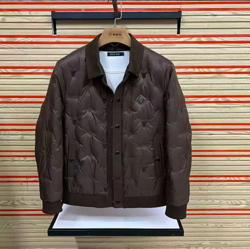 男士休闲厚款翻领休闲风保暖立领商务外套轻薄男款