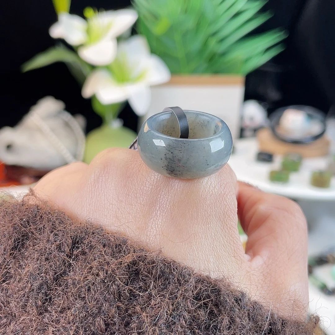 和田玉未镶嵌戒指E102青花轮胎17.2