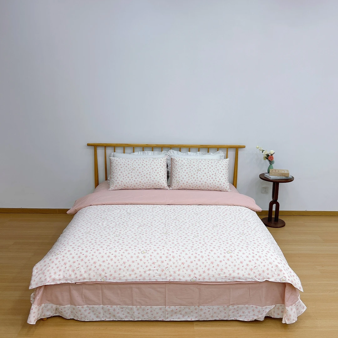 【小桔狗-四件套】纯棉精梳棉花边款四件套 亲肤柔软床品套件