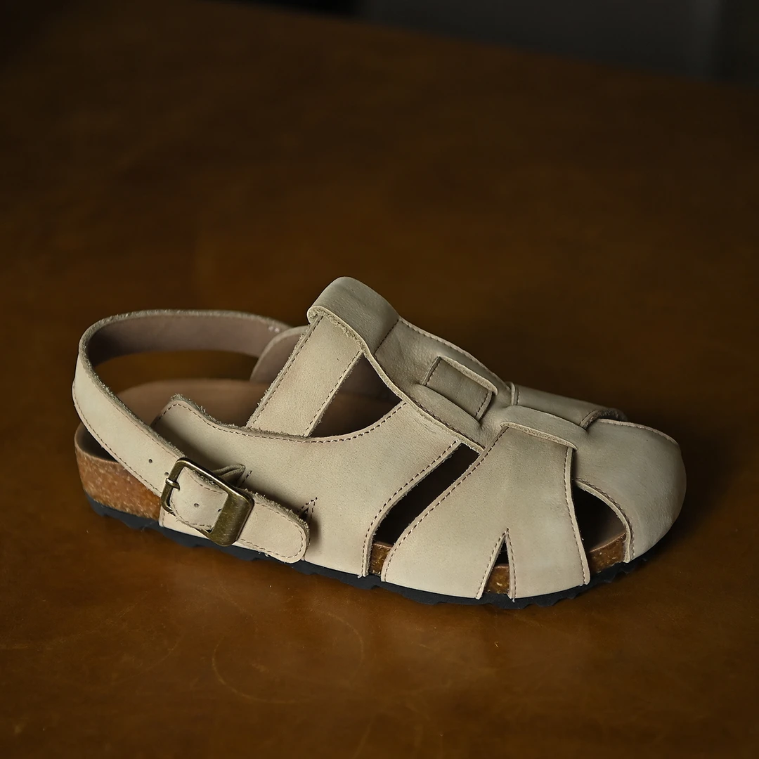 头层牛皮全包勃肯鞋 包头凉鞋女厚底2025新款夏季女鞋