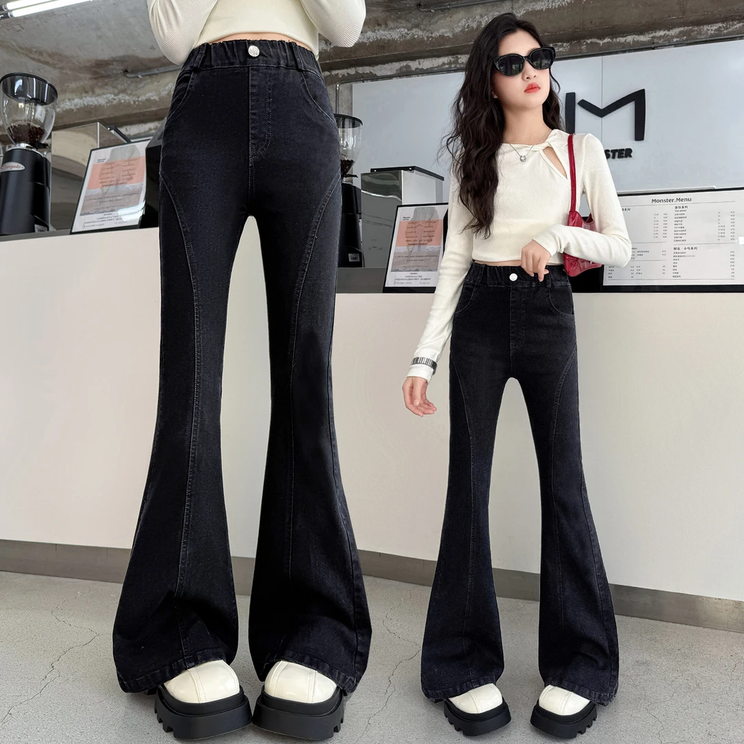 女童牛仔喇叭裤春秋装新款洋气儿童裤子百搭外穿中大童显瘦长裤潮