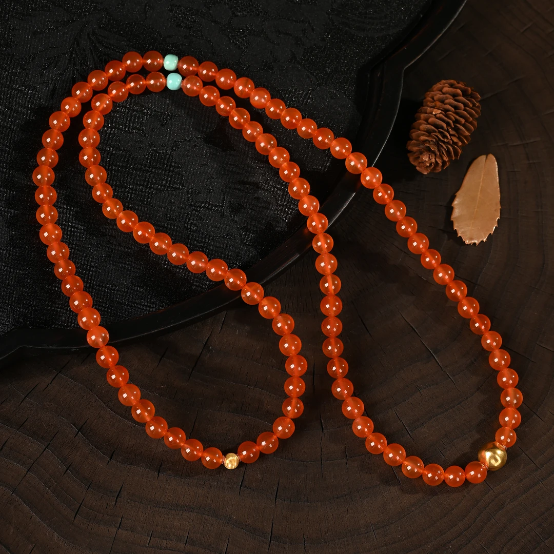 【熊总夫妇】惊鸿·臻藏宝石级荧光南红圆珠冰红DIY多圈项链-约6mm