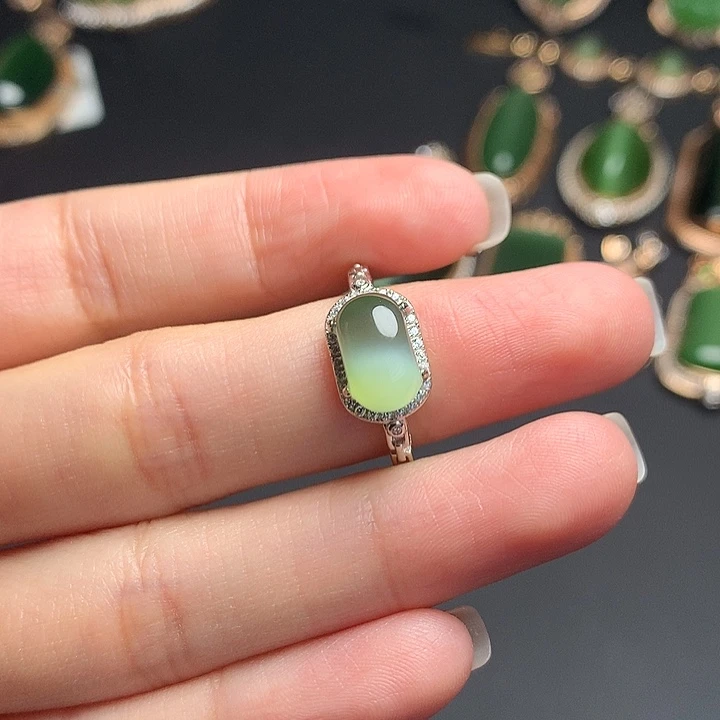 乄***兮和田玉银S925镶嵌戒指