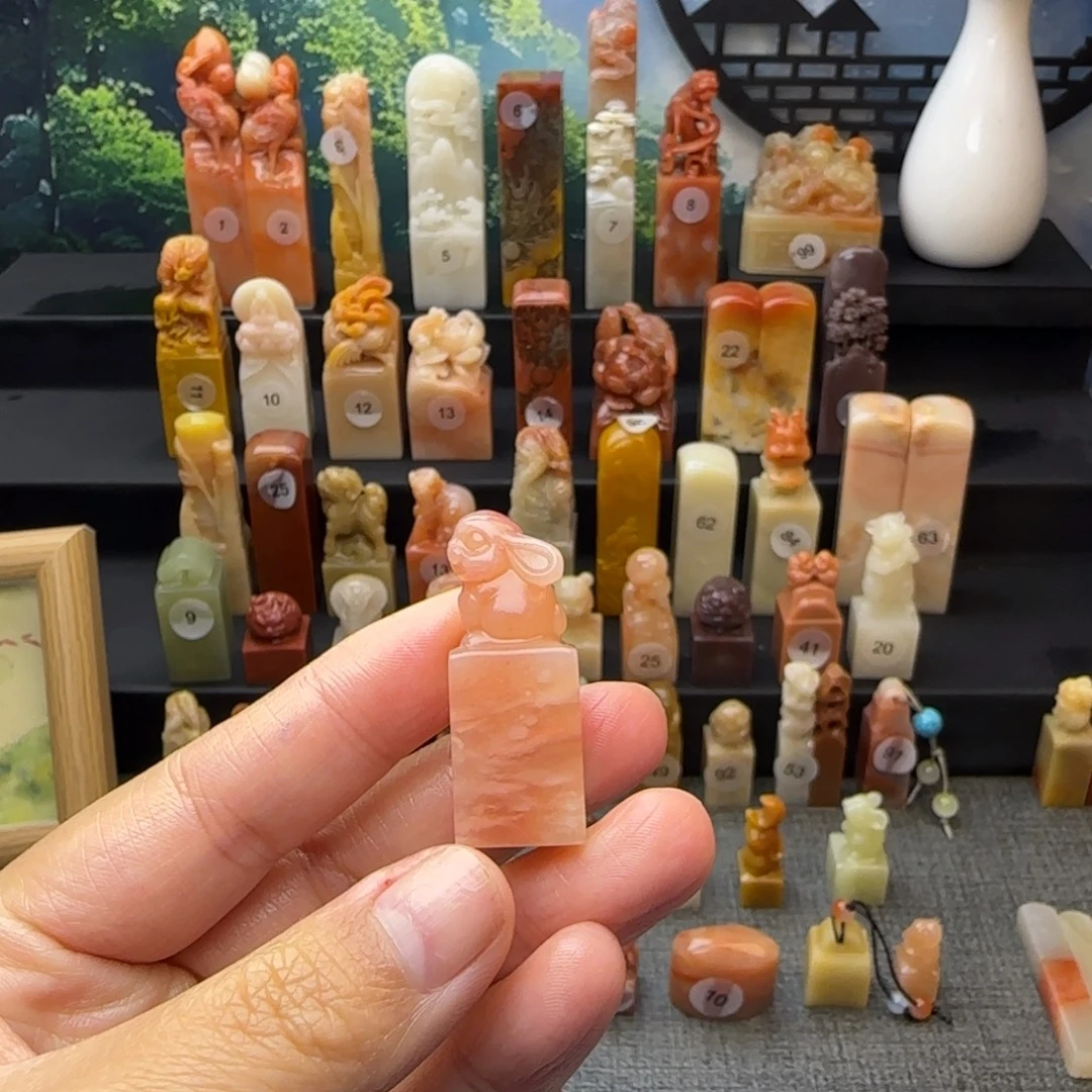 用***9寿山石印石兔兔印章