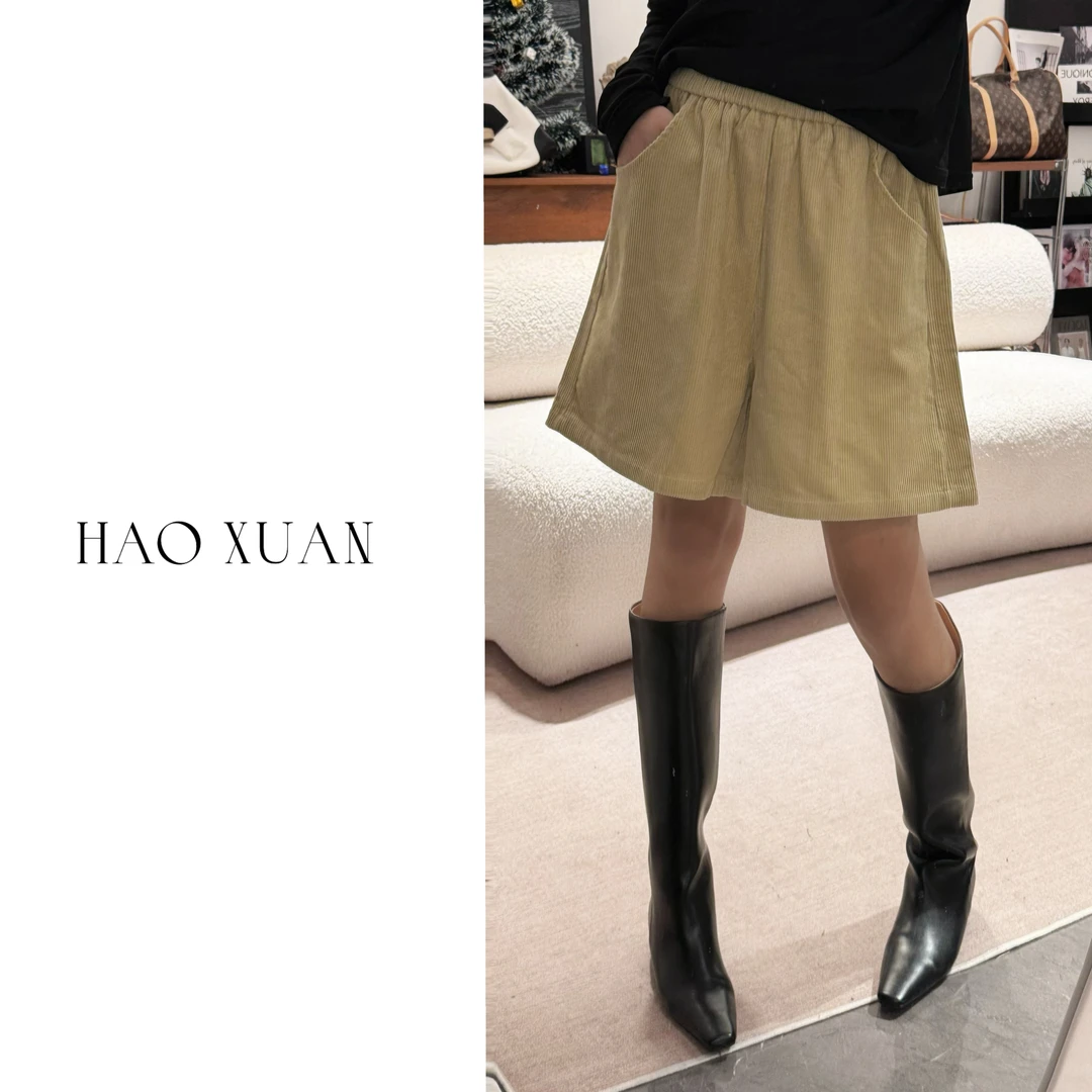 HAOXUAN  大码微胖 灯芯绒短裤【6281】