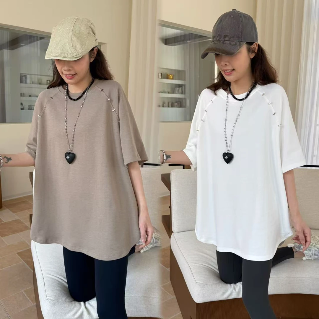 二姐的宝藏新中式圆领纯色宽松休闲减龄短袖百搭显瘦T恤#25073
