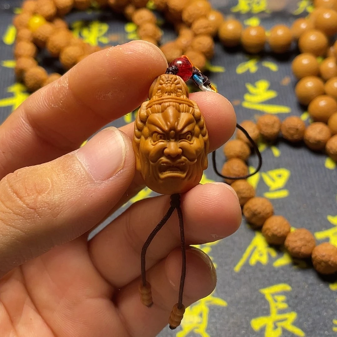 狼*腾橄榄核雕刻大黑天单籽