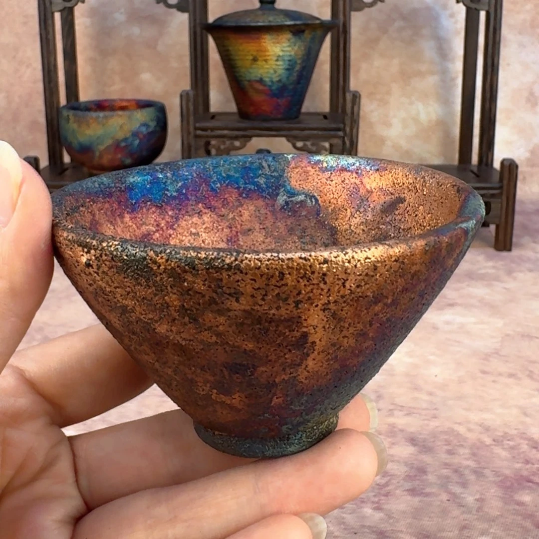 荥经黑砂炸福利窑彩微瑕斗笠杯不退不换介意勿拍16