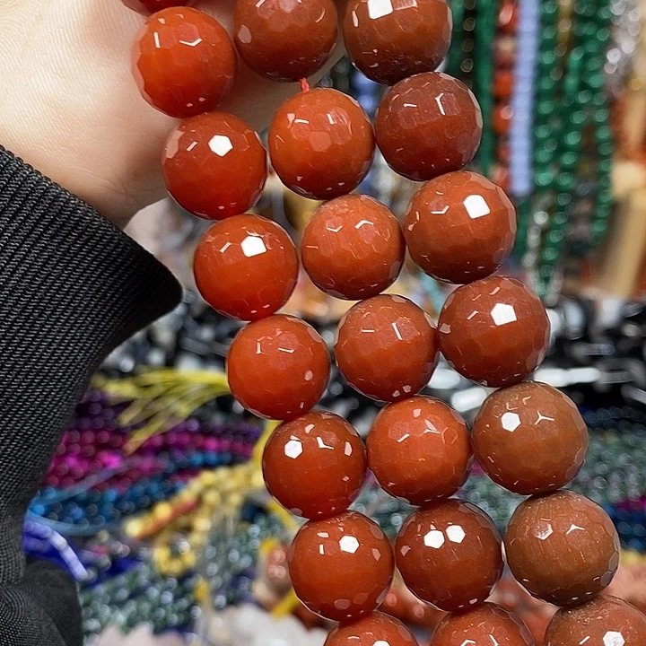 玛瑙/玉髓未镶嵌珠宝半成品玛瑙蹦迪切面卡13.5-14mm一条