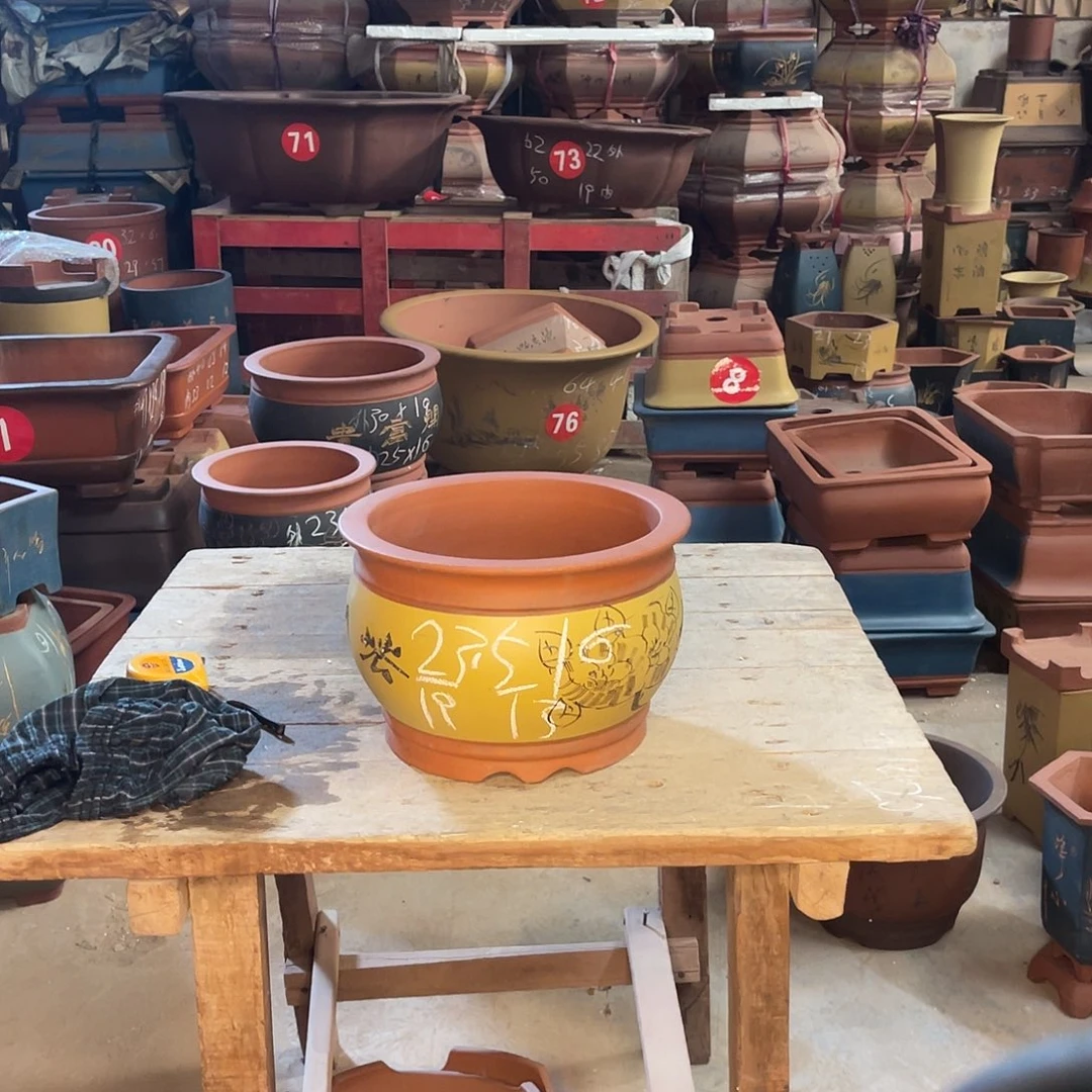 紫砂花盆金鱼缸盆一个