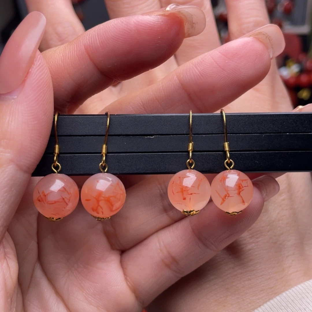 【闪购商品】南红玛瑙耳钩2对银S925镶嵌美***～