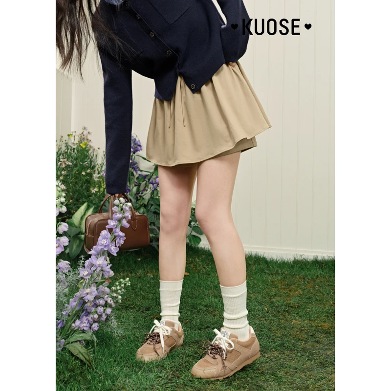 阔色裙裤休闲裤2025春季新款小个子高腰短裤KSF2502007