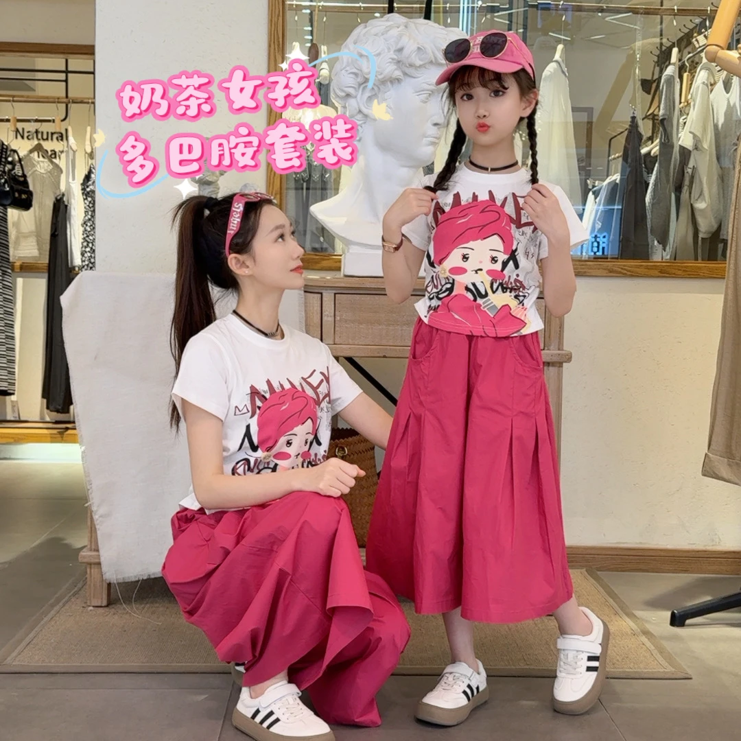 6-12岁夏季短袖套装2025新款儿童夏装薄款红色短裤子大童两件套