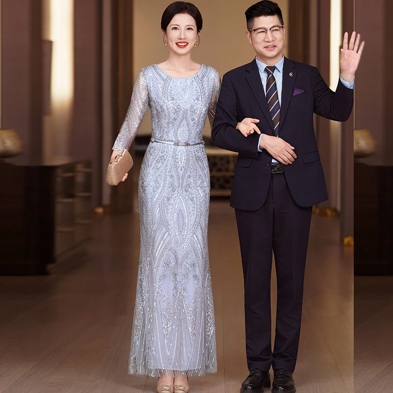 9504高贵优雅设计感晚宴敬酒服鱼尾长裙喜婆婆婚宴礼服裙高端轻奢