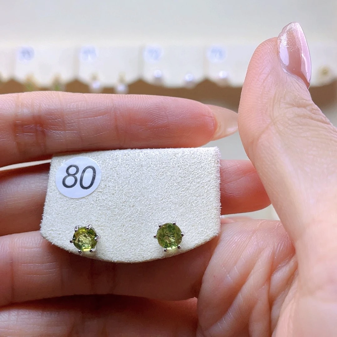 绿水晶耳饰银S925镀金镶嵌青****）