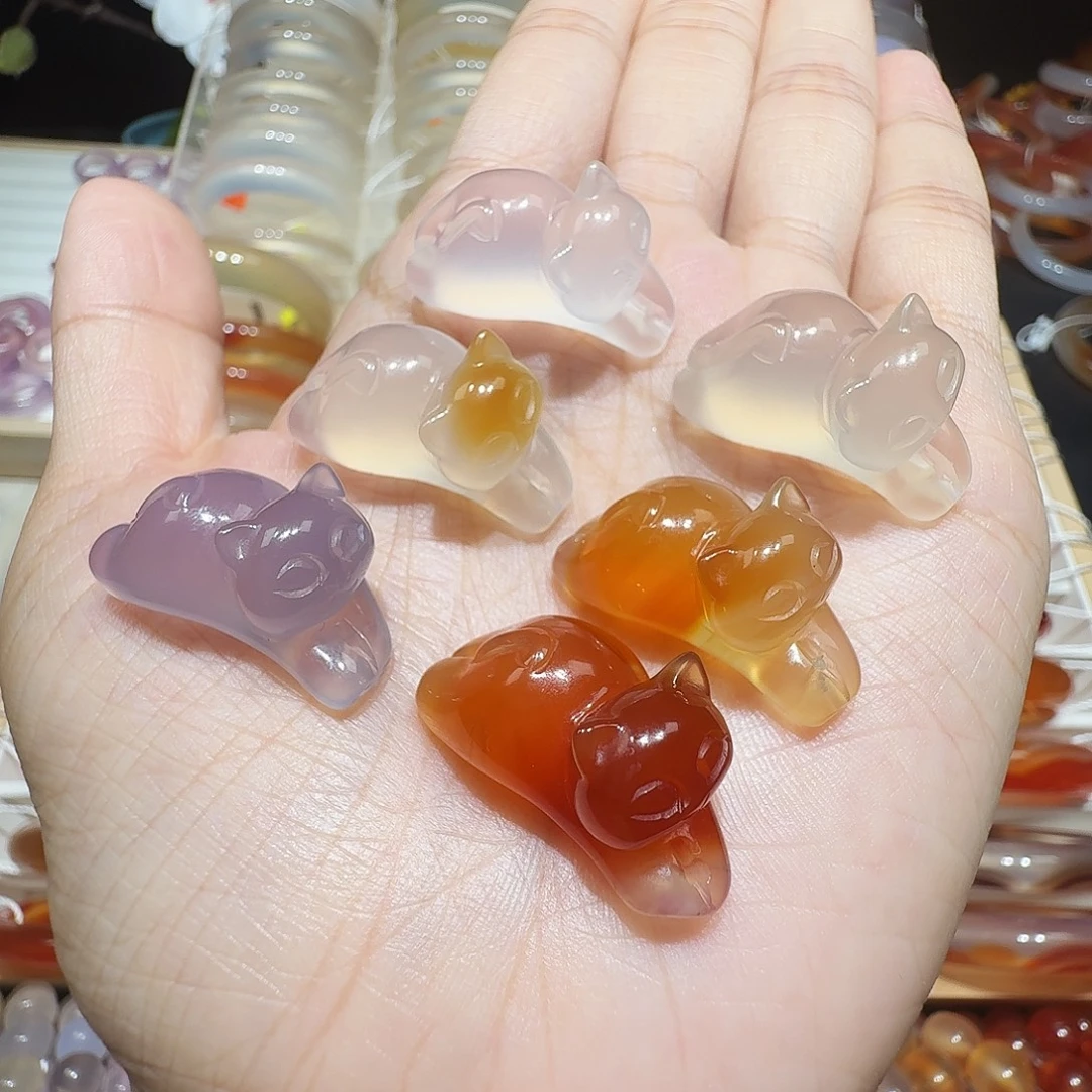 玛瑙/玉髓未镶嵌珠宝半成品趴趴猫