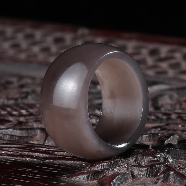 和田玉烟紫色戒指男女款指环 内径16