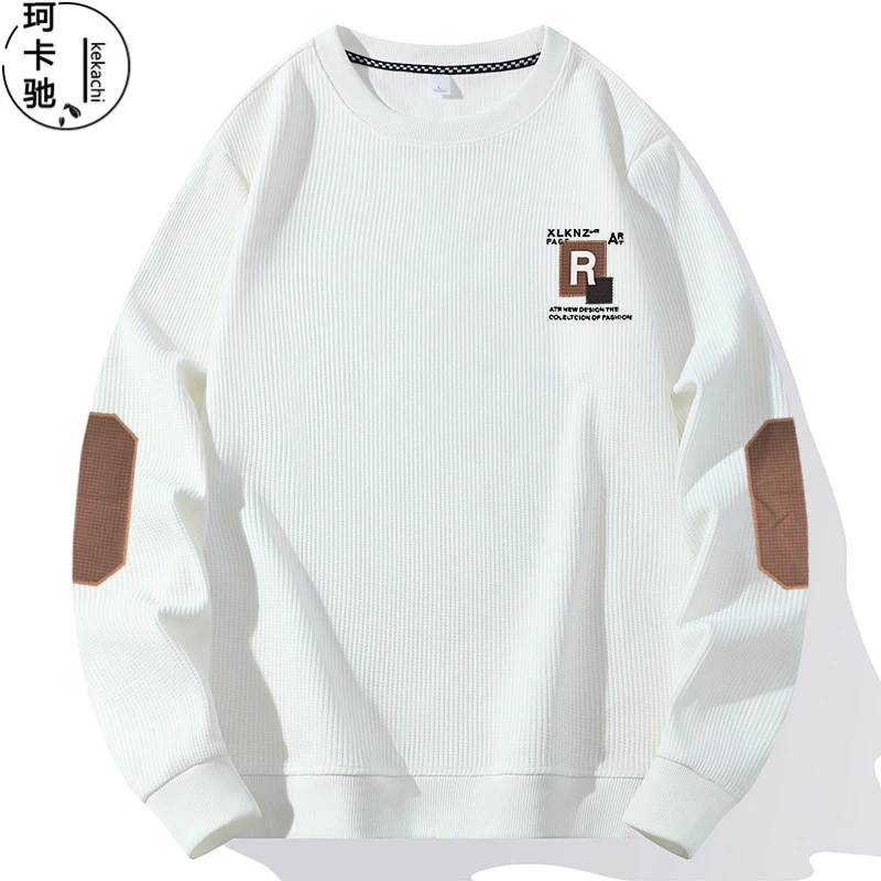 【珂卡驰】男士宽松拼色圆领卫衣2025秋季新款男装青年时尚休闲简约