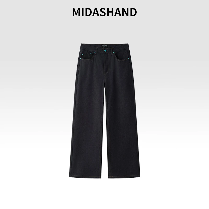 MIDASHAND 原牛14盎司美式百搭休闲宽松直筒cleanfit原色牛仔裤男