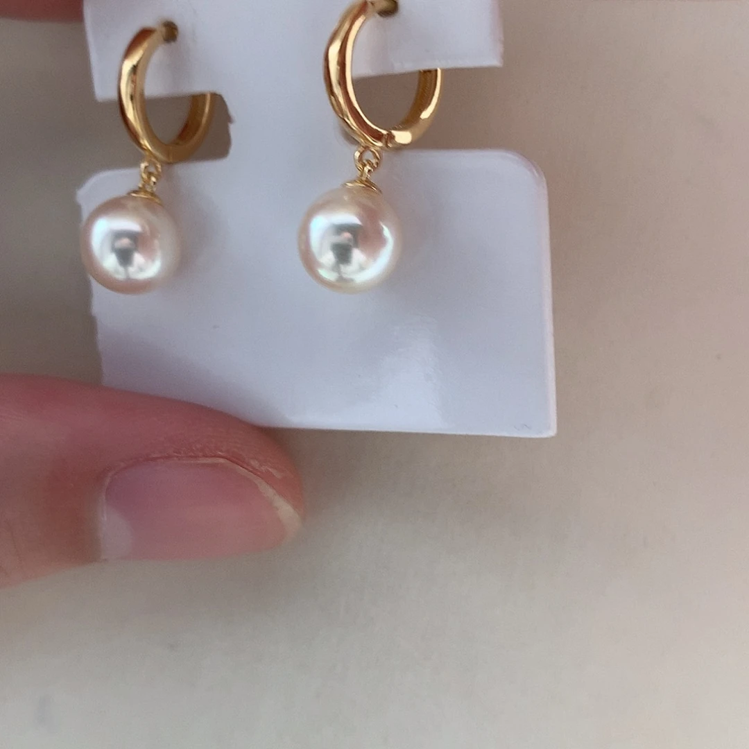 耳饰海水珍珠银S925镶嵌7.5-8mm ak