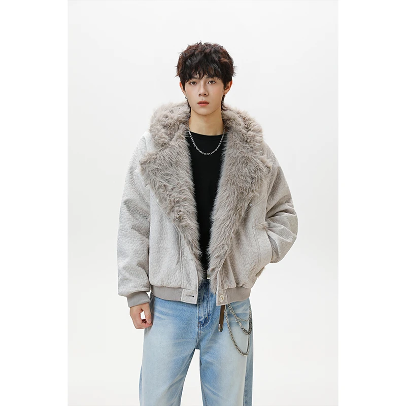 LIGGICC复古苍狼座山雕剪裁解构设计加绒加厚宽松夹克外套男女潮