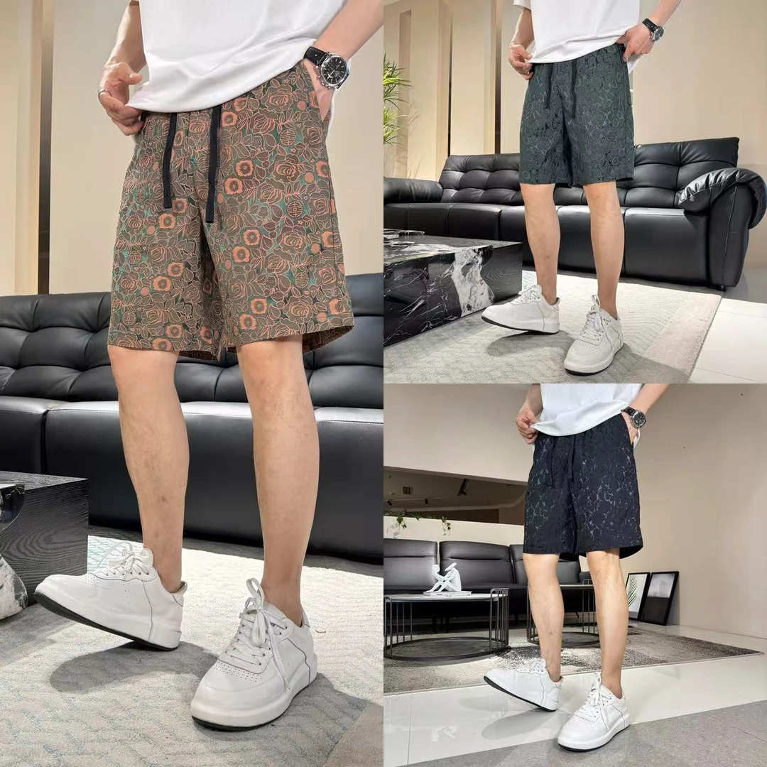 25年男士夏季国风提花短裤五分裤宽松透气直筒百搭速干