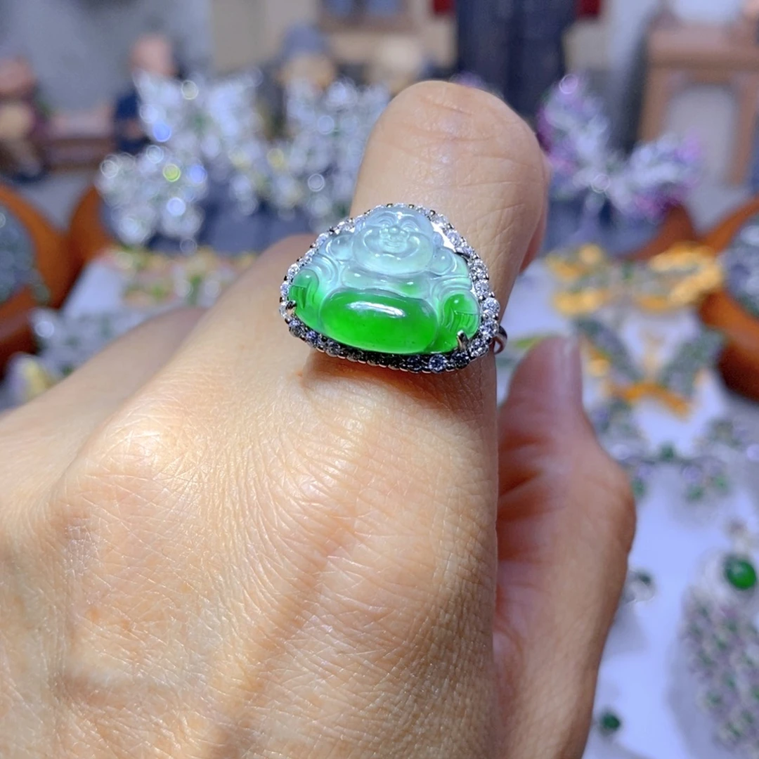 翡翠耳钉银S925镶嵌天然翡翠