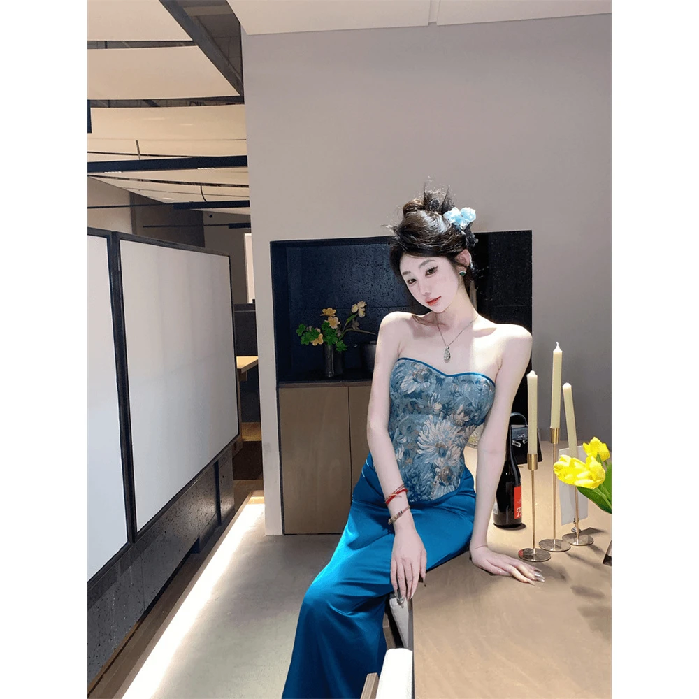【女神穿搭】中式复古印花无袖背心上衣女装夏季新款微胖高腰显瘦