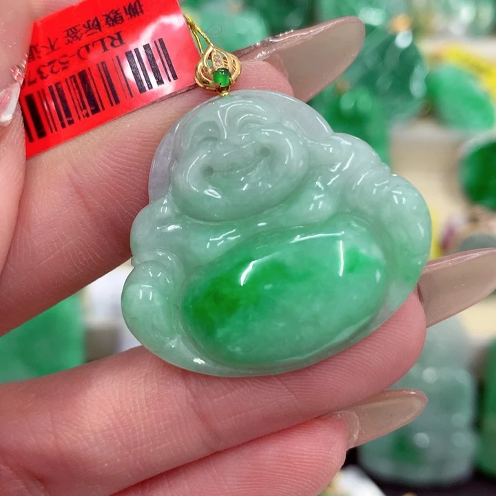 翡翠18K金镶嵌吊坠(赠链)