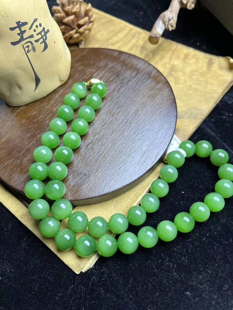 【九哥珠宝LH065】和田玉碧玉猫眼12mm妈妈女款项链 多样性发一件