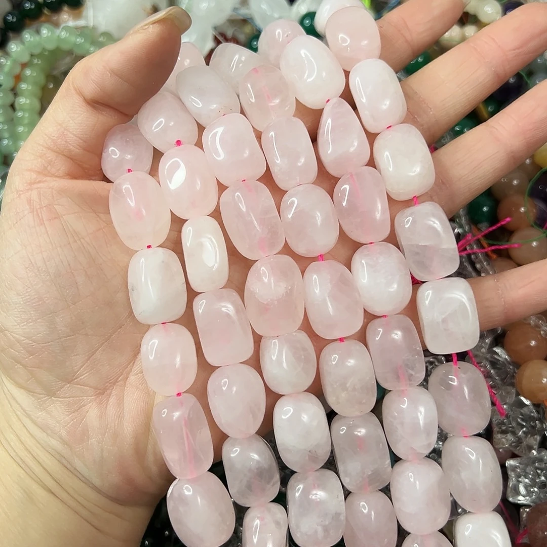 玛瑙/玉髓未镶嵌珠宝半成品，卡12x17粉水晶一条
