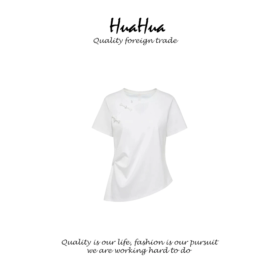 HUABZ 国风新中式斜襟盘扣简约合体T恤短袖 M005