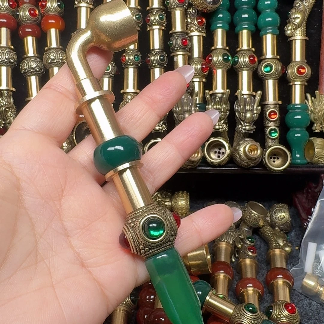 黄铜绿色烟锅1.6公分