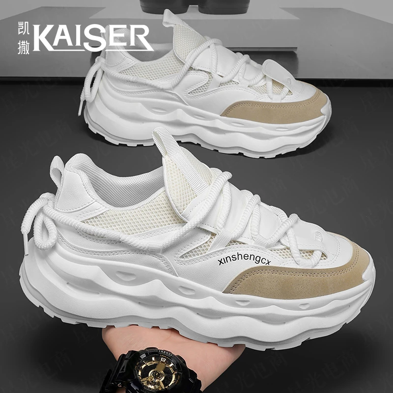 凯撒官方正版男鞋时尚百搭透气网面鞋男款厚底防滑耐磨休闲老爹鞋