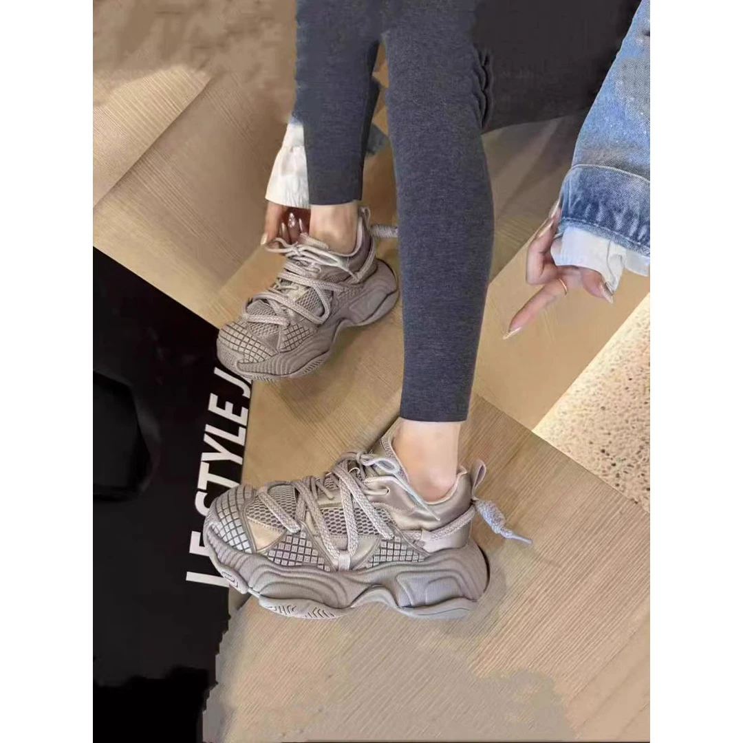 【小欣】厚底松糕百搭运动鞋欧货老爹鞋时尚超火绑带小个子休闲鞋