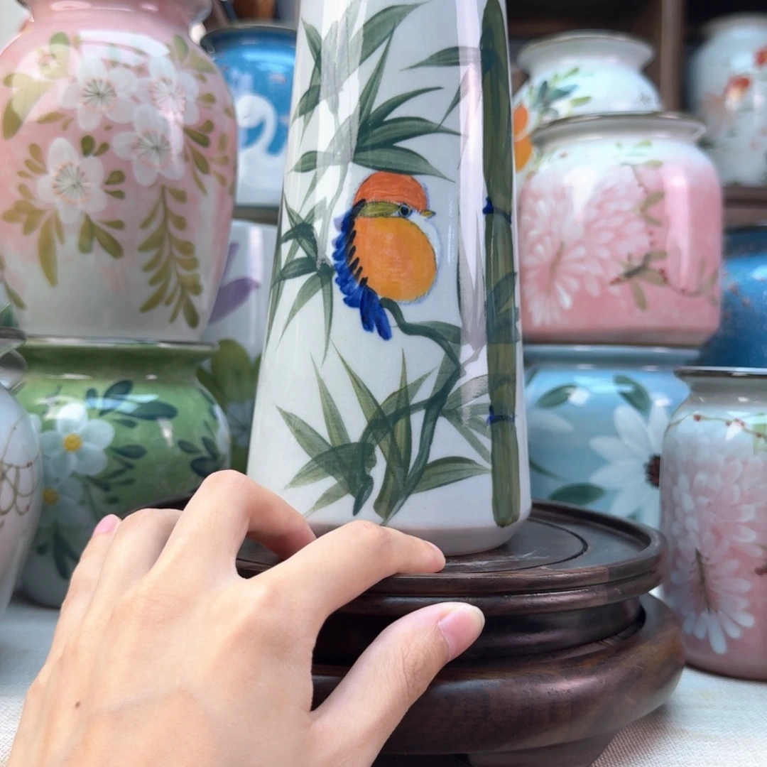 景德镇纯手绘陶瓷花瓶无孔