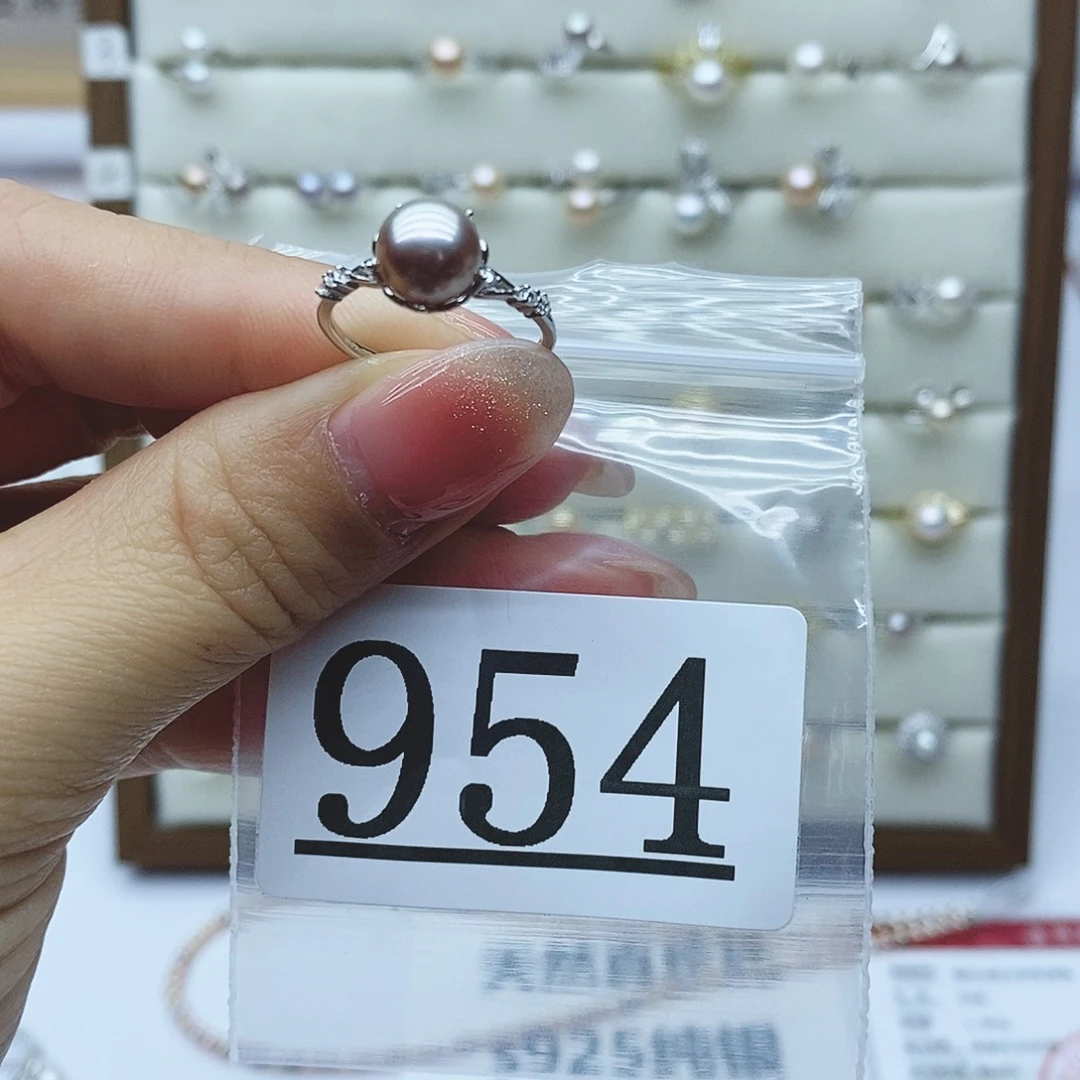 淡水珍珠戒指银S925镶嵌954