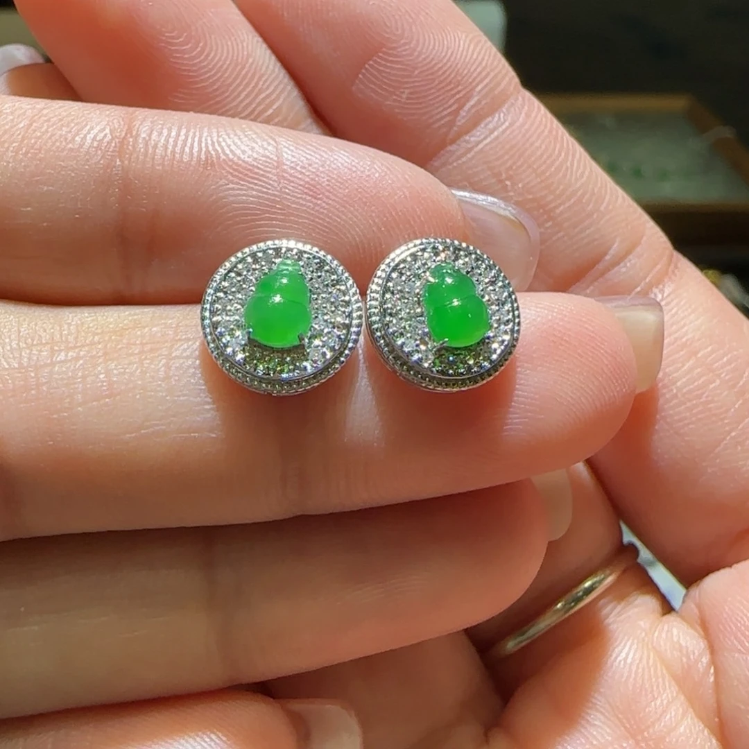 【闪购商品】翡翠耳饰18K金镶嵌A****?缅甸