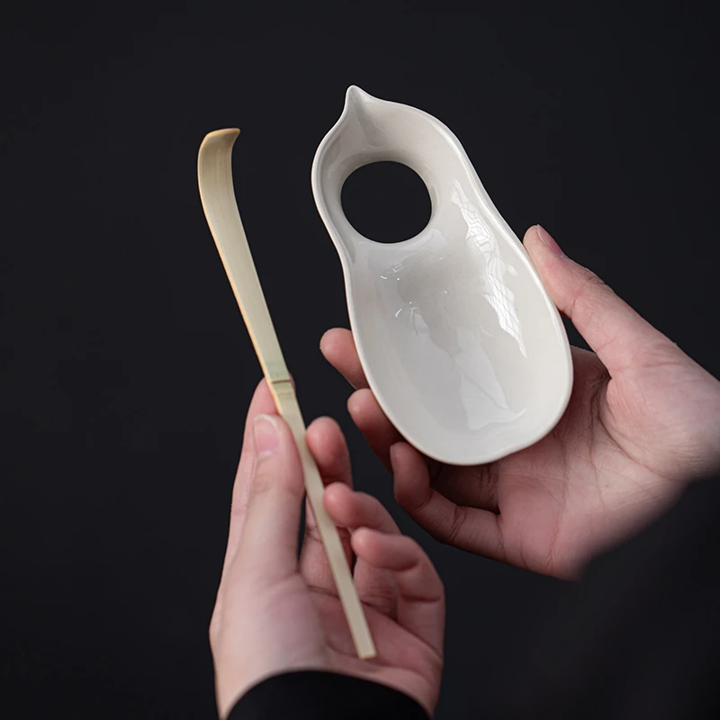 百垚草木灰葫芦茶则创新陶瓷家用茶拨茶道零配件中式个性功夫茶具