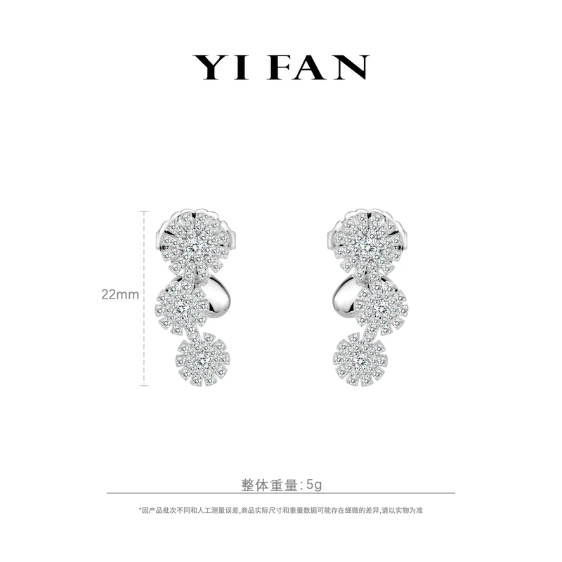 925银合成锆石耳饰 30238-白色满钻三花瓣豪镶百搭耳环