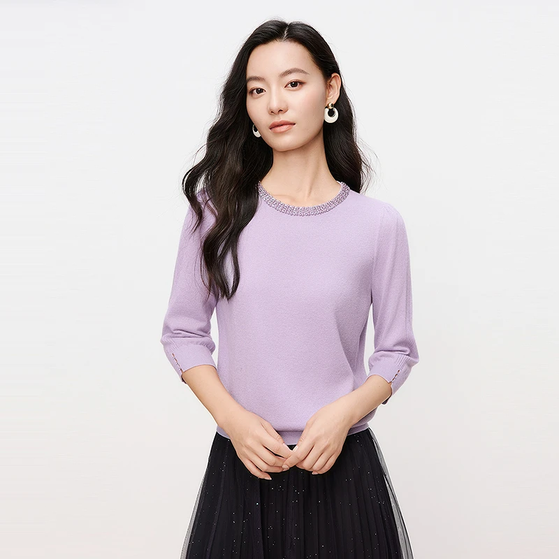 Koradior/珂莱蒂尔时尚百搭简约圆领套头毛针织衫KZ03276T4