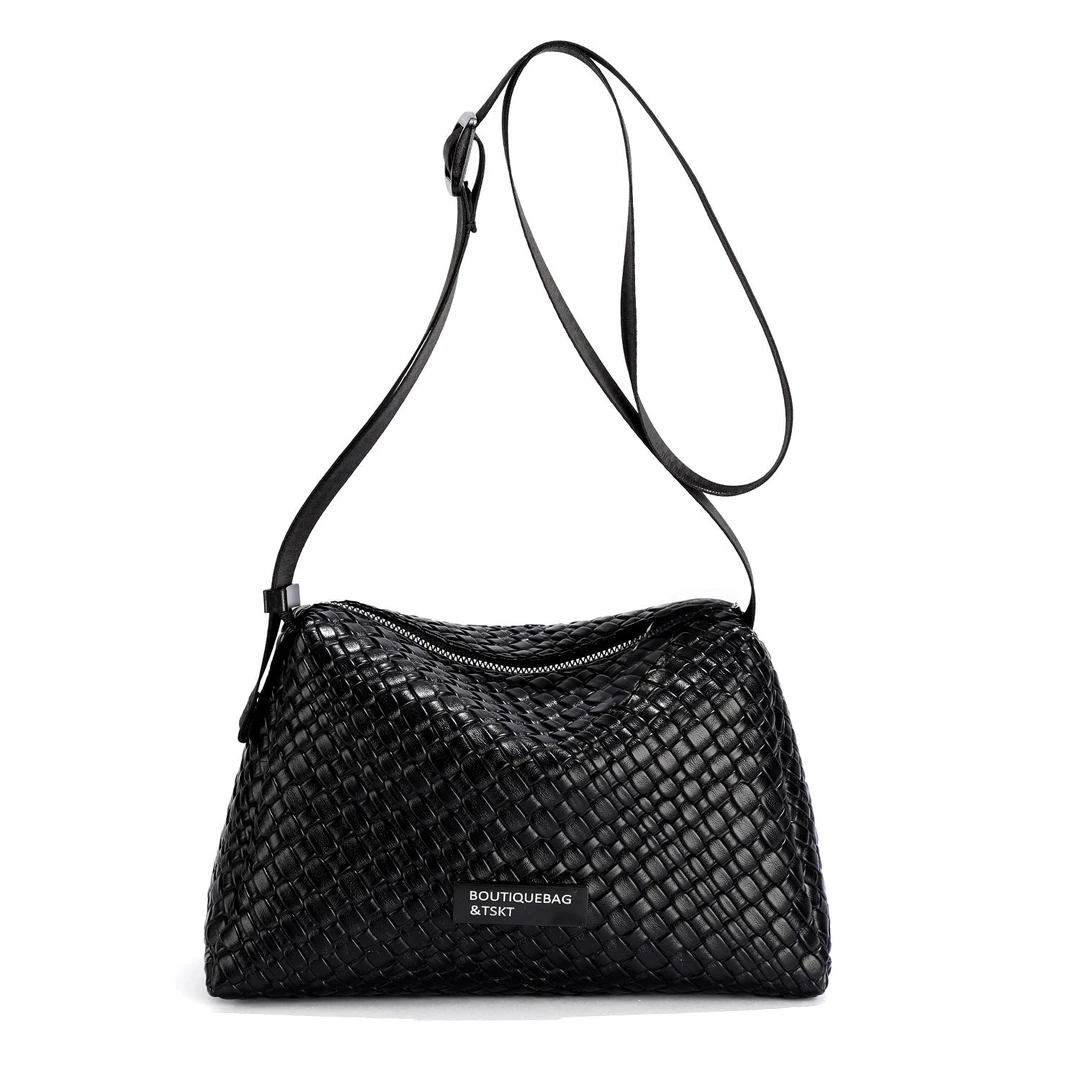 【大天使】休闲编织包女爆款2025新款通勤挎包户外健身黑色轻便方包