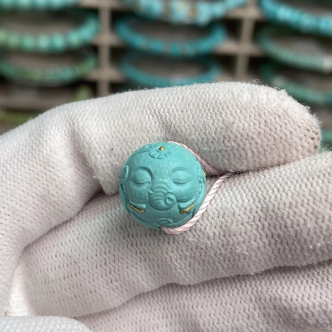 绿松石未镶嵌精品象宝圆珠