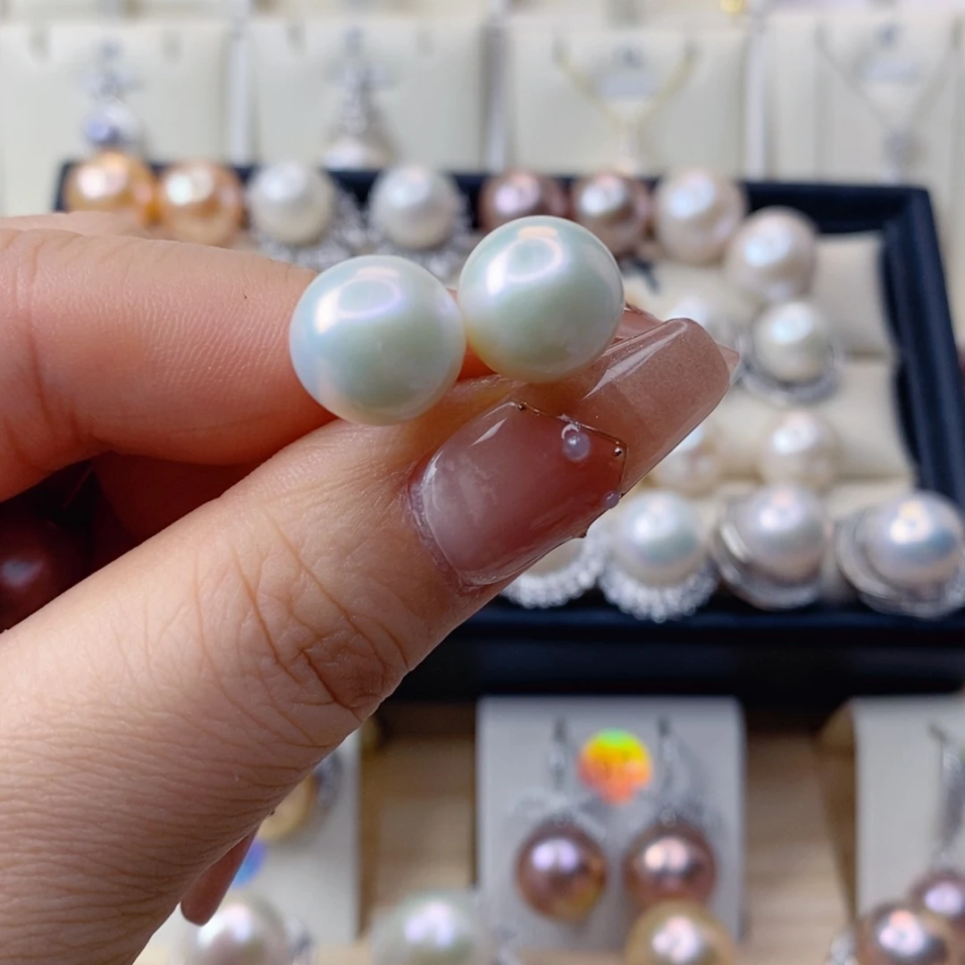 淡水珍珠耳饰银S925镶嵌沐*