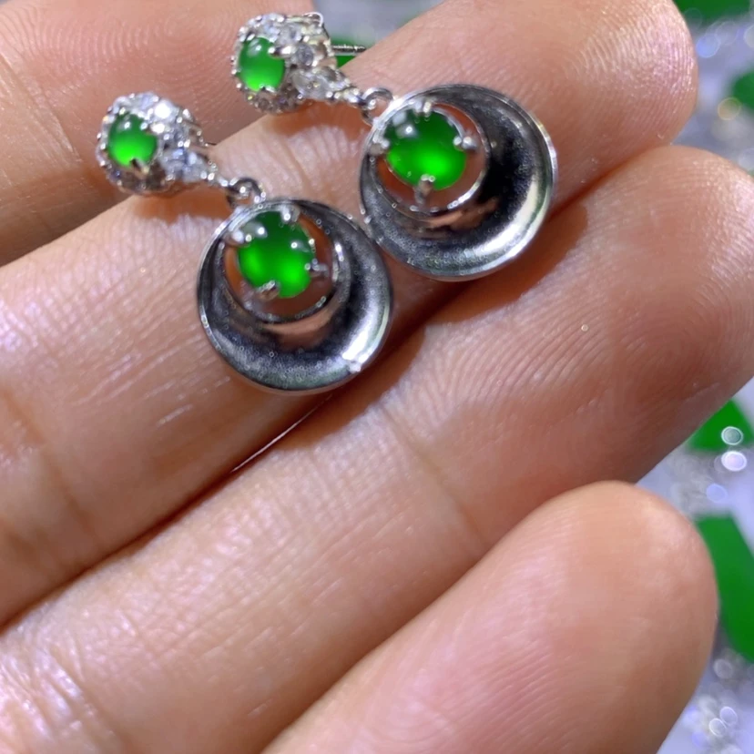 【闪购商品】翡翠挂件银S925镶嵌天然翡翠