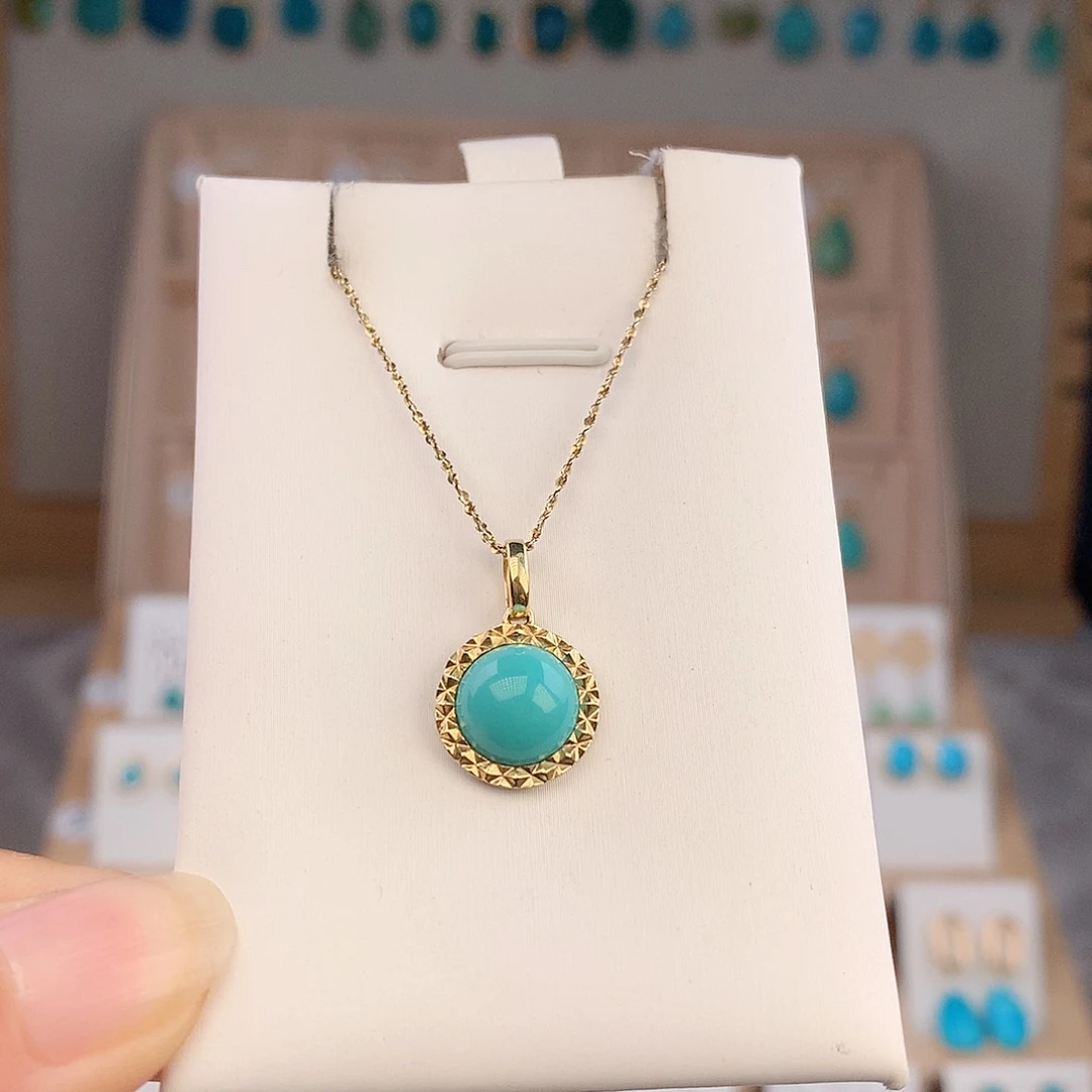 绿松石18K金镶嵌吊坠(不含链)