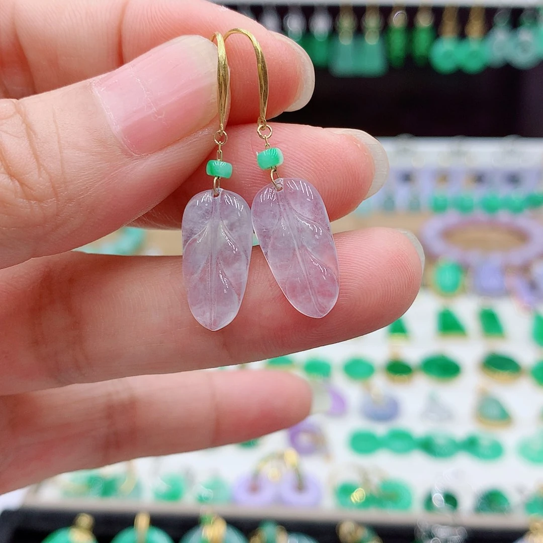 翡翠18K金镶嵌耳饰