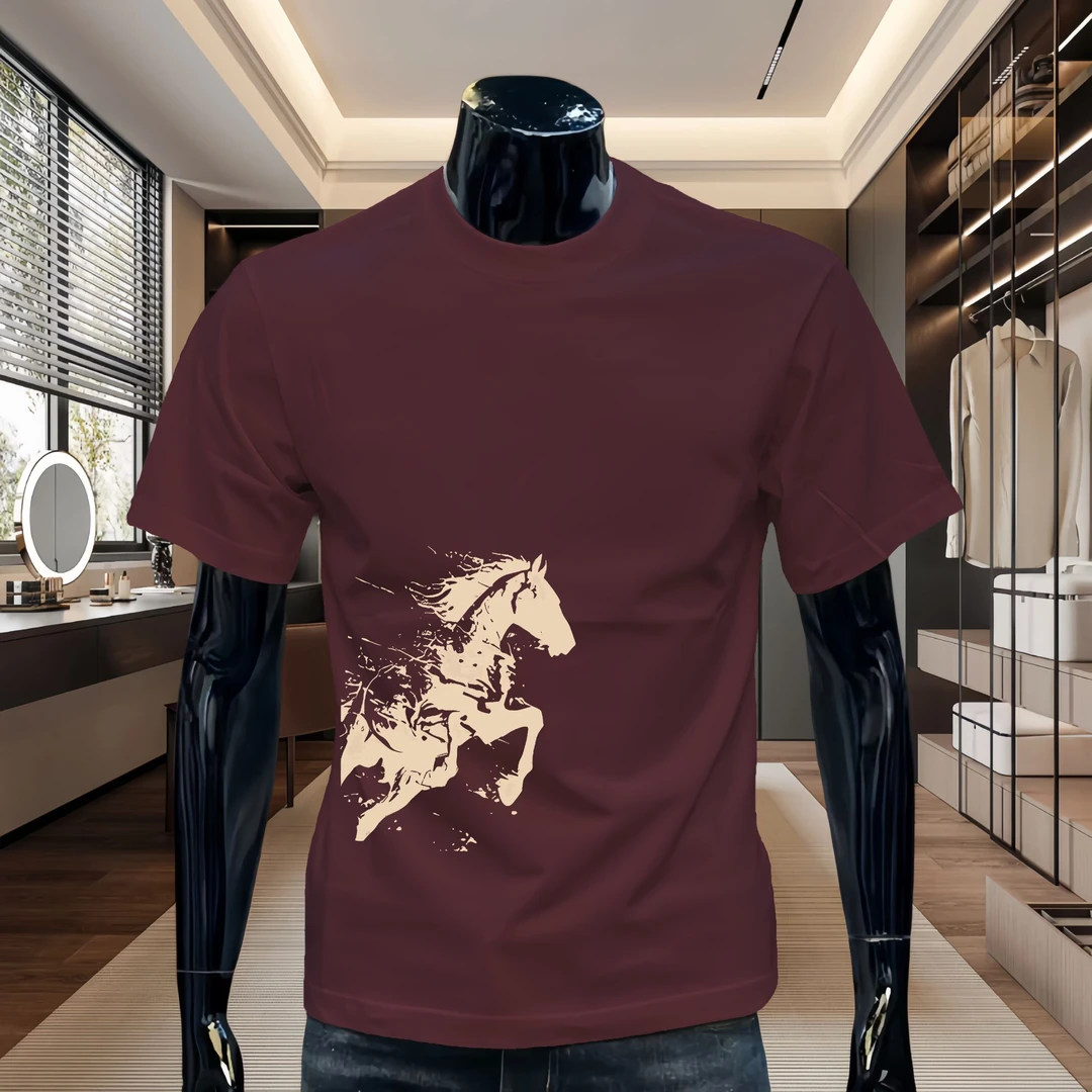 2026马年新款潮牌纯棉短袖T恤男士时尚套头圆领休闲印花百搭上衣